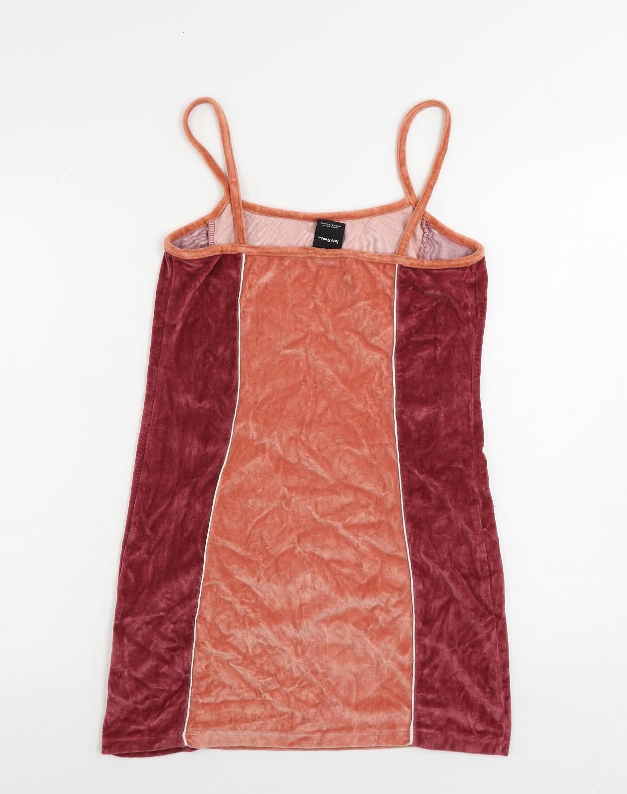 iets frans... Womens Red Colourblock Cotton Tank Dress Size M Square Neck Pullover