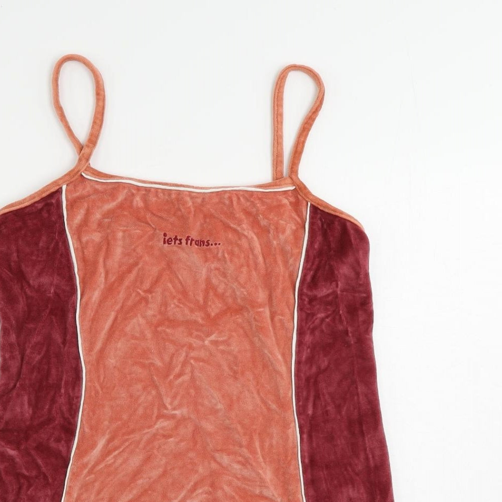 iets frans... Womens Red Colourblock Cotton Tank Dress Size M Square Neck Pullover