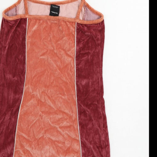 iets frans... Womens Red Colourblock Cotton Tank Dress Size M Square Neck Pullover