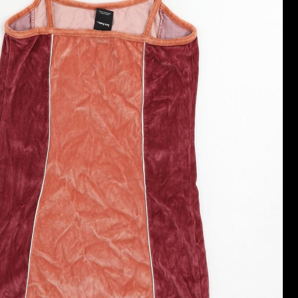 iets frans... Womens Red Colourblock Cotton Tank Dress Size M Square Neck Pullover