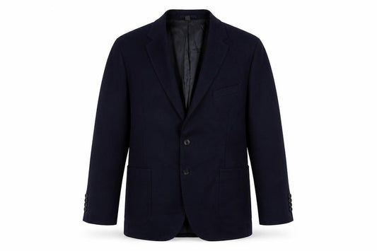 Front view of Marks & Spencer men’s blue polyamide jacket suit jacket, size 44, regular