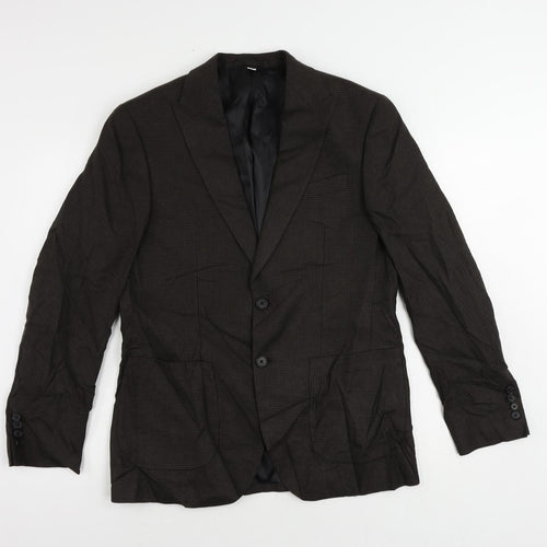 Marks and Spencer Mens Brown Geometric Linen Jacket Suit Jacket Size 38 Regular