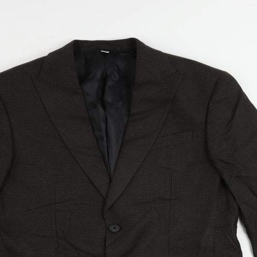Marks and Spencer Mens Brown Geometric Linen Jacket Suit Jacket Size 38 Regular