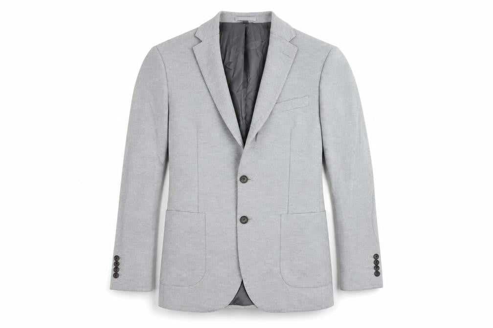 Front view of Marks & Spencer men’s grey polyamide jacket suit jacket, size 40, regular