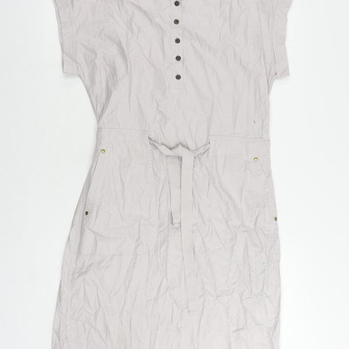 Gap Womens Grey Cotton A-Line Size S Round Neck Button - Adjustable Waist