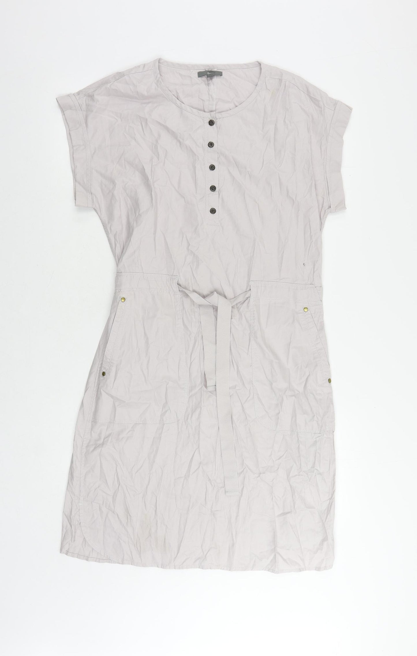 Gap Womens Grey Cotton A-Line Size S Round Neck Button - Adjustable Waist