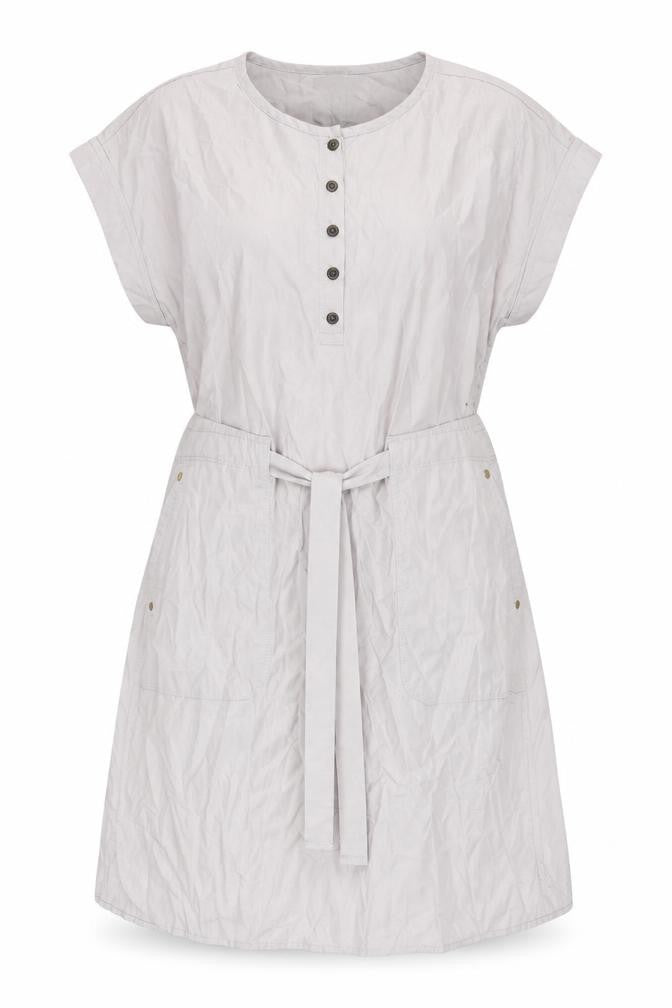Front view of Gap women’s grey cotton a-line, size S, round neck button - adjustable waist