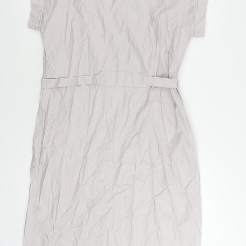 Gap Womens Grey Cotton A-Line Size S Round Neck Button - Adjustable Waist