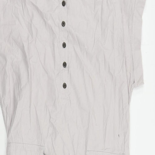 Gap Womens Grey Cotton A-Line Size S Round Neck Button - Adjustable Waist