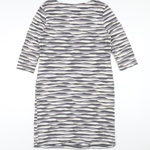 Pomodoro Womens Grey Geometric Cotton A-Line Size 14 Round Neck Pullover