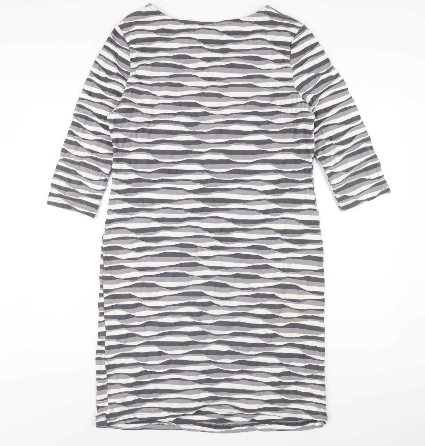 Pomodoro Womens Grey Geometric Cotton A-Line Size 14 Round Neck Pullover