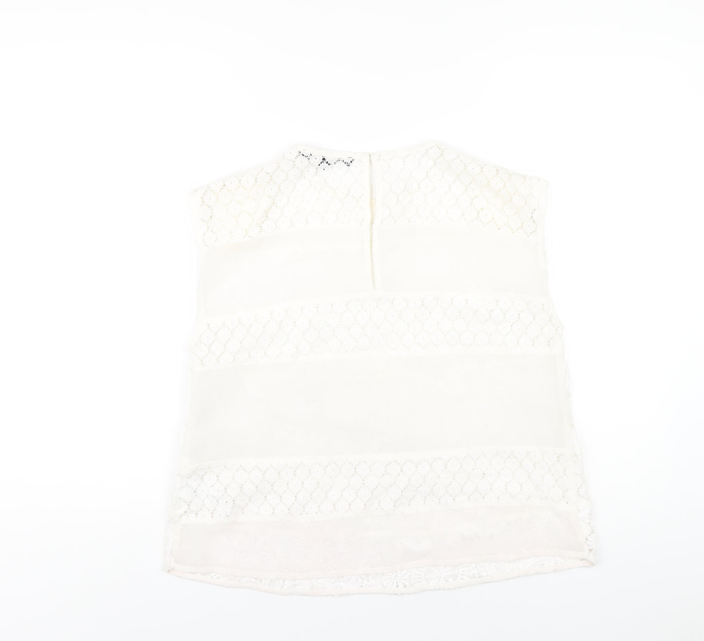 French Connection Womens White Polyester Basic T-Shirt Size S Round Neck