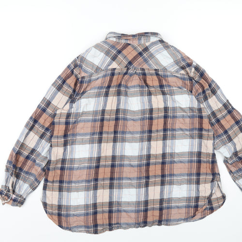 Marks and Spencer Womens Multicoloured Plaid Viscose Basic Button-Up Size 20 Collared