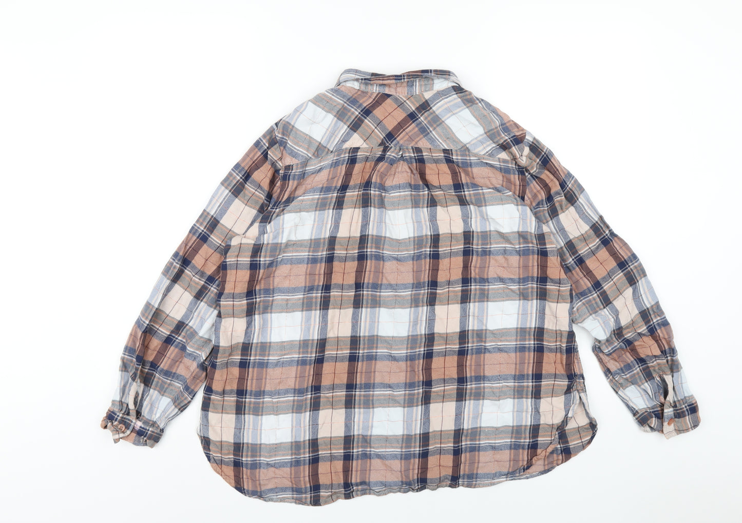 Marks and Spencer Womens Multicoloured Plaid Viscose Basic Button-Up Size 20 Collared