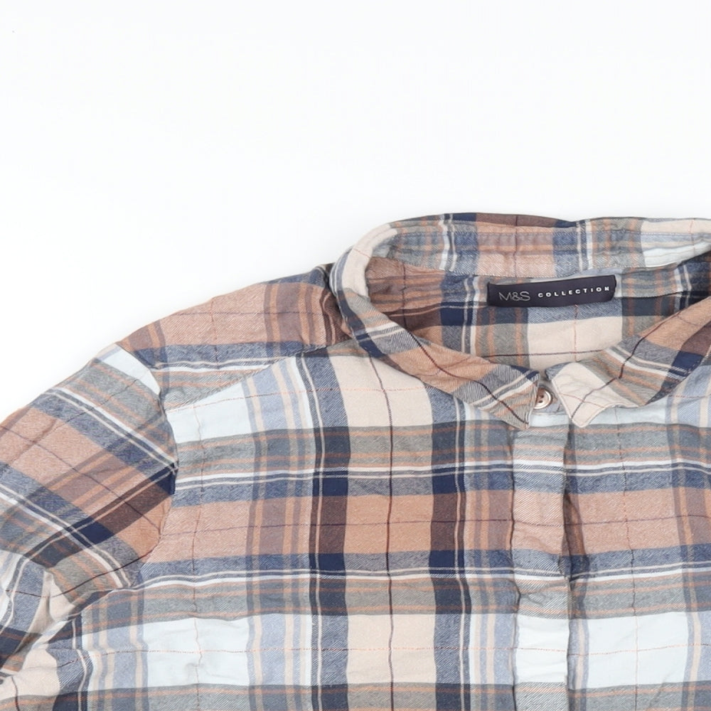 Marks and Spencer Womens Multicoloured Plaid Viscose Basic Button-Up Size 20 Collared