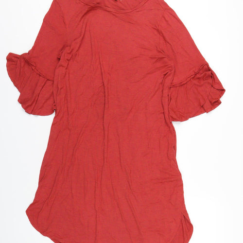 Max Mara Womens Red Viscose T-Shirt Dress Size M Round Neck Pullover