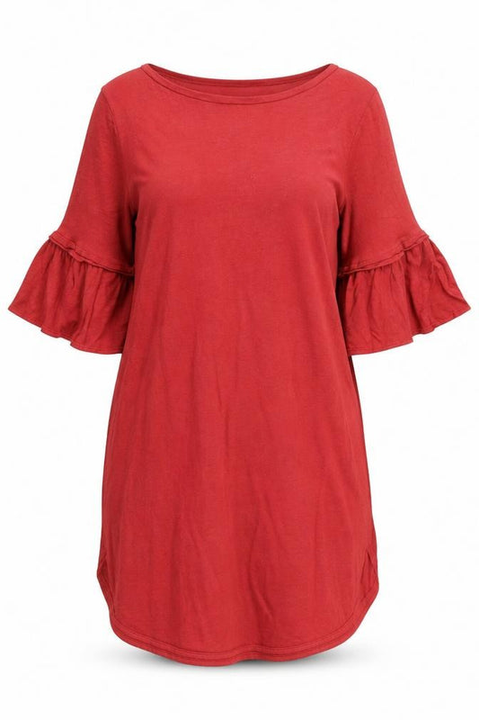 Max Mara Womens Red Viscose T-Shirt Dress Size M Round Neck Pullover