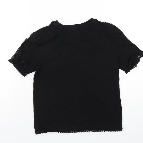 Topshop Womens Black Cotton Basic T-Shirt Size 4 Round Neck