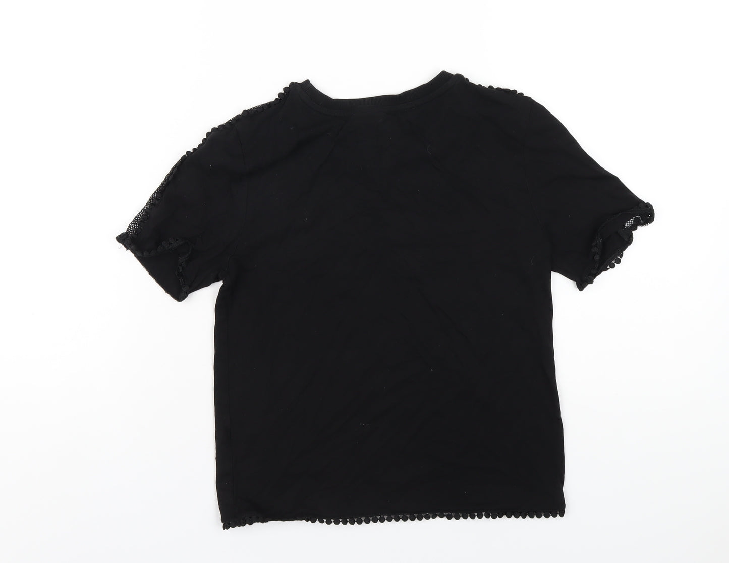 Topshop Womens Black Cotton Basic T-Shirt Size 4 Round Neck