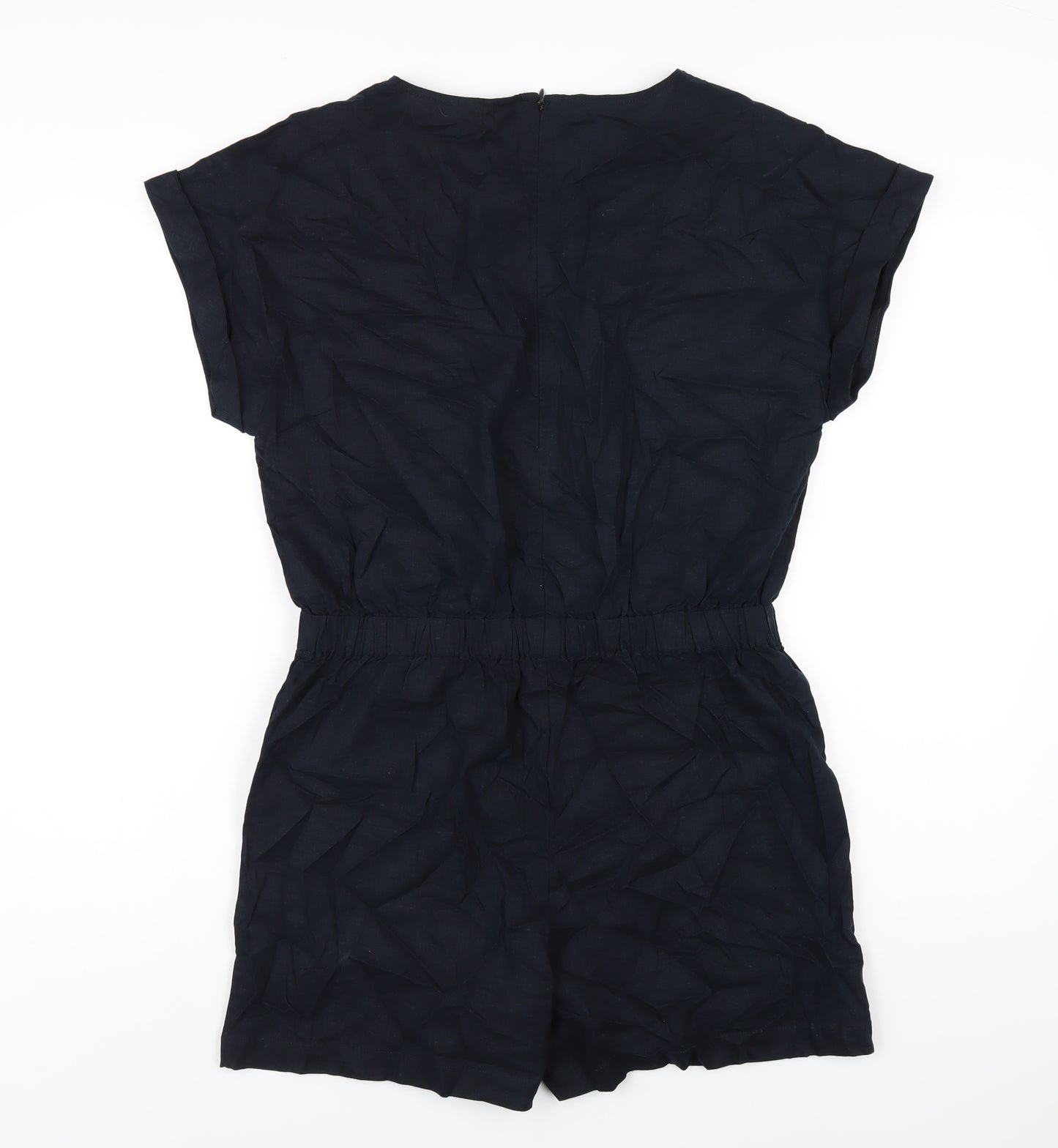 Hush Womens Blue Linen Playsuit One-Piece Size 12 Zip