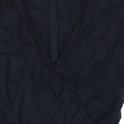 Hush Womens Blue Linen Playsuit One-Piece Size 12 Zip