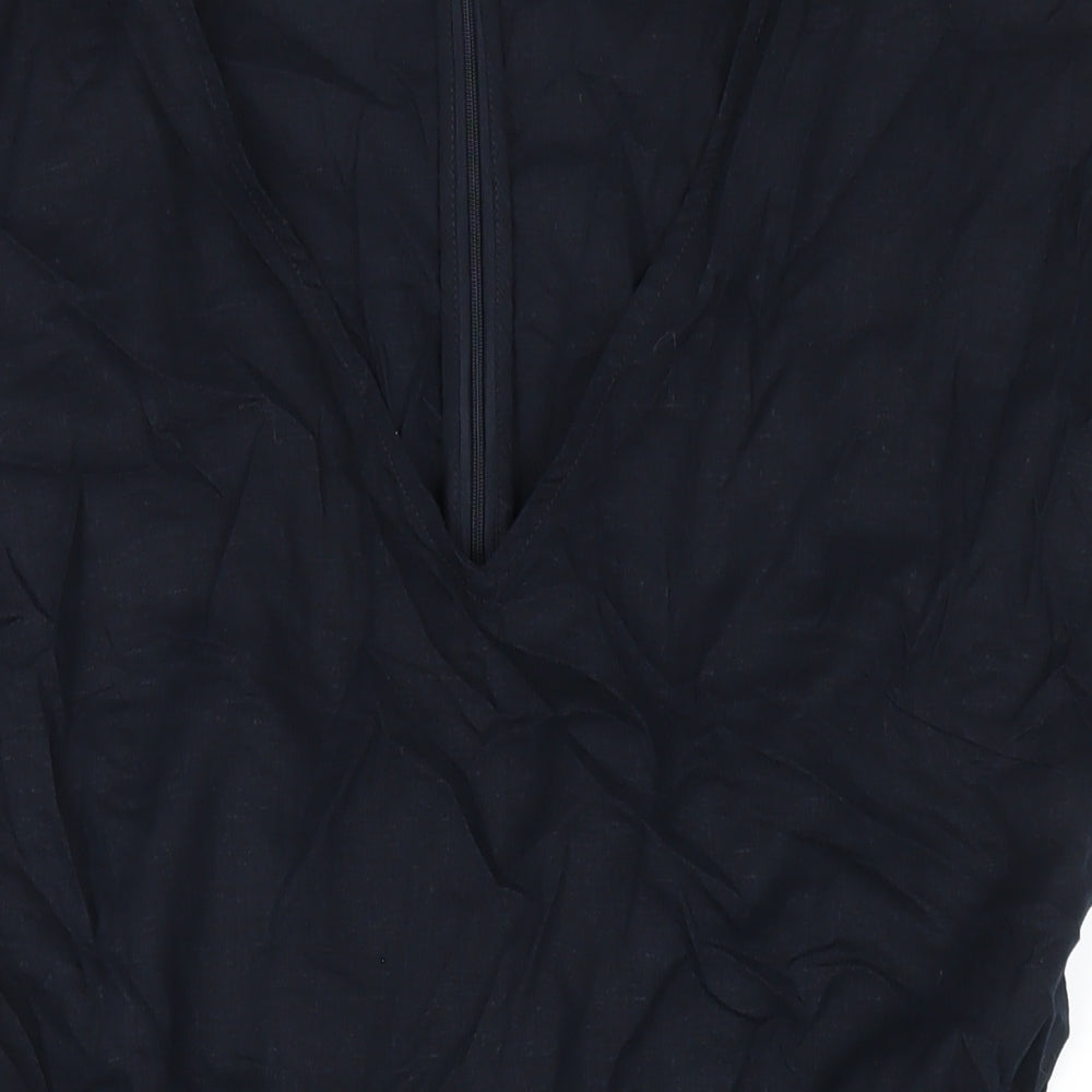 Hush Womens Blue Linen Playsuit One-Piece Size 12 Zip