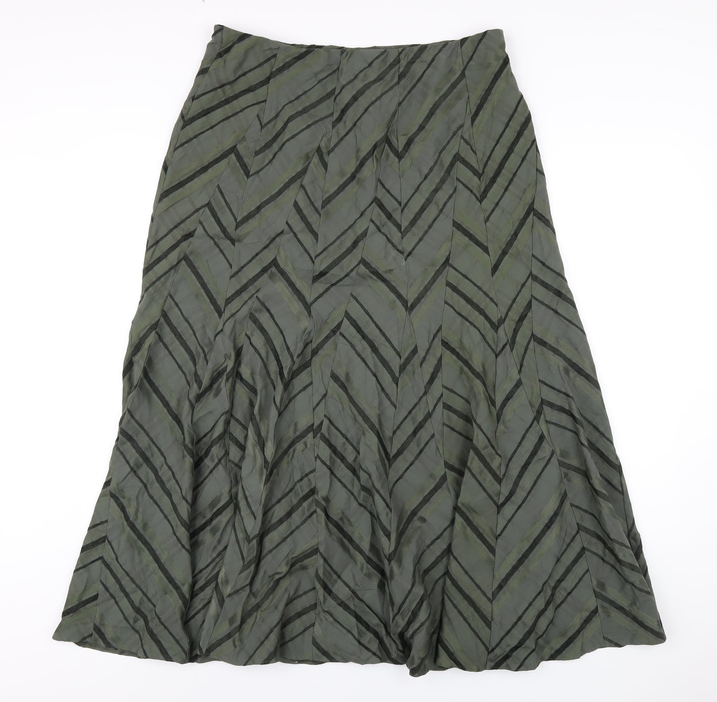 Marks and Spencer Womens Green Cotton A-Line Skirt Size 16
