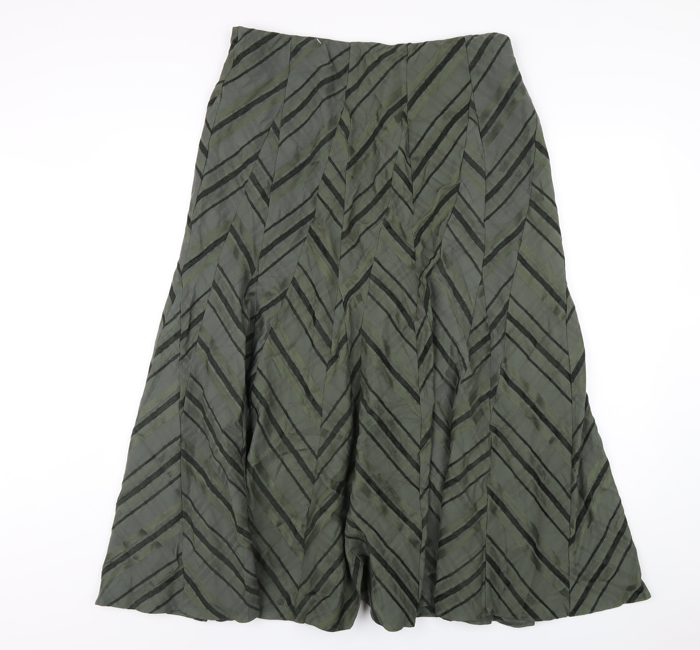 Marks and Spencer Womens Green Cotton A-Line Skirt Size 16