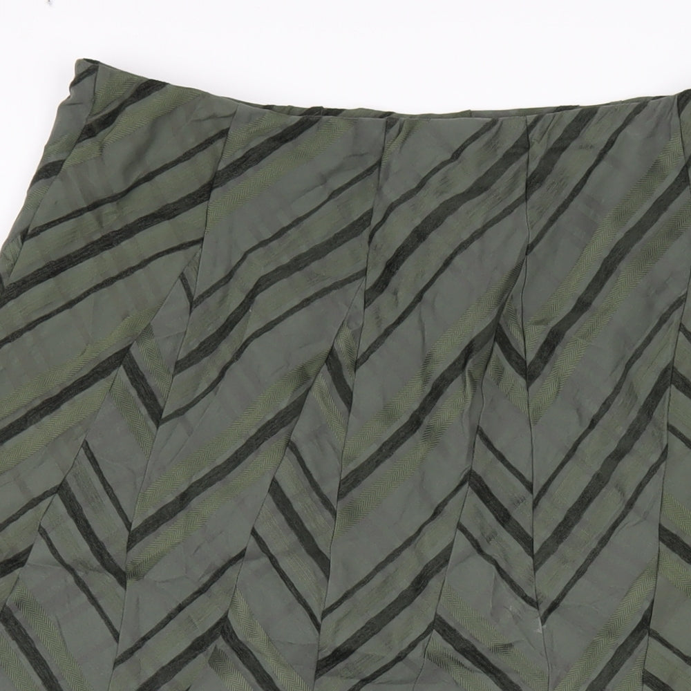 Marks and Spencer Womens Green Cotton A-Line Skirt Size 16