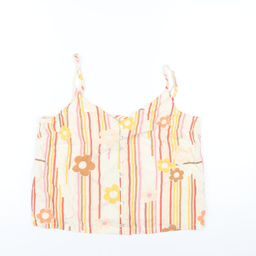 Brixton Womens Multicoloured Striped Viscose Camisole T-Shirt Size M V-Neck