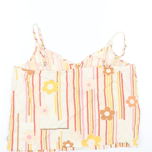 Brixton Womens Multicoloured Striped Viscose Camisole T-Shirt Size M V-Neck