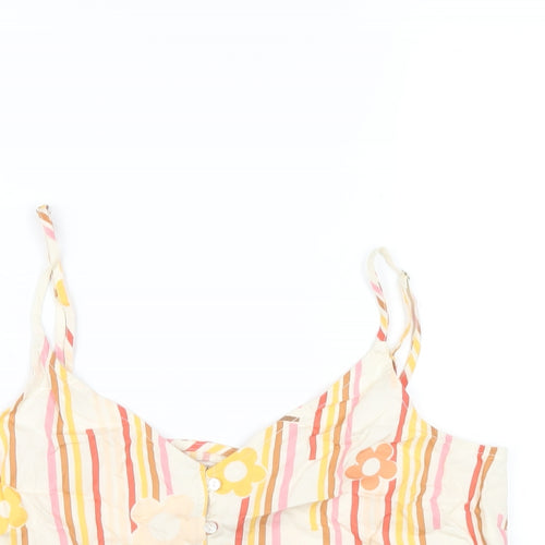 Brixton Womens Multicoloured Striped Viscose Camisole T-Shirt Size M V-Neck
