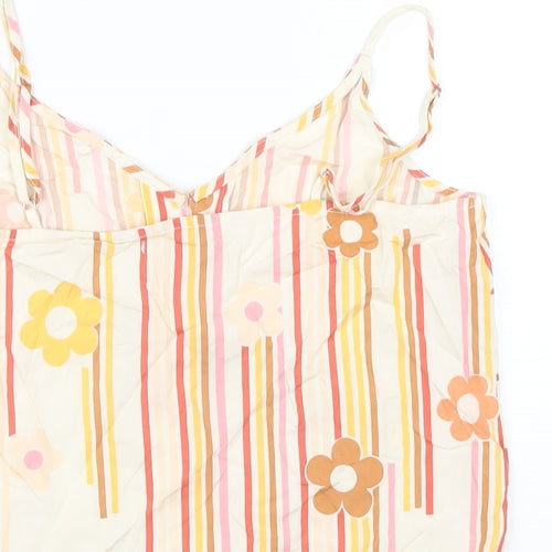 Brixton Womens Multicoloured Striped Viscose Camisole T-Shirt Size M V-Neck