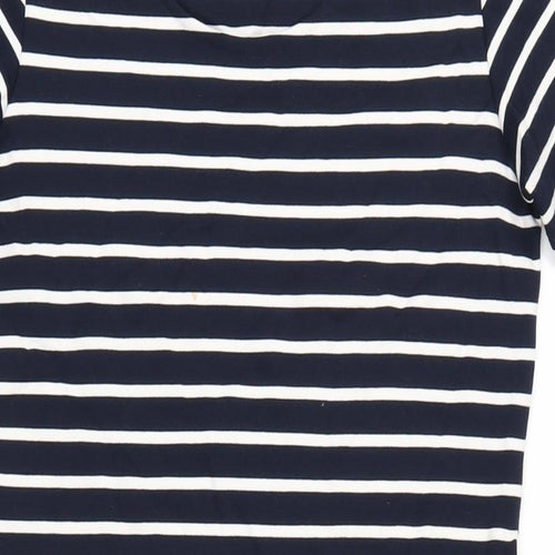 Crew Clothing Womens Blue Striped Viscose Bodycon Size 12 Scoop Neck Pullover
