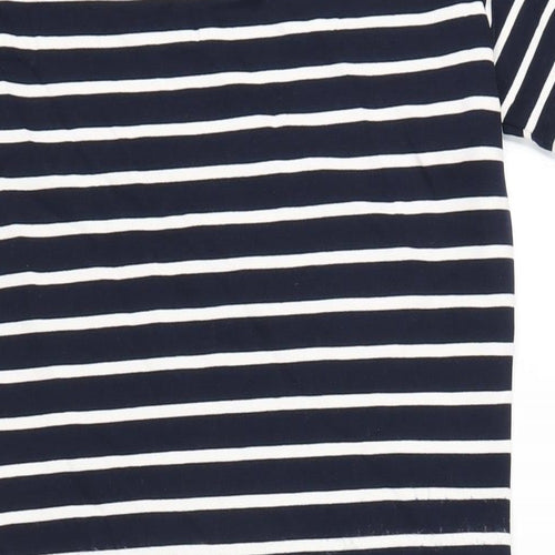 Crew Clothing Womens Blue Striped Viscose Bodycon Size 12 Scoop Neck Pullover