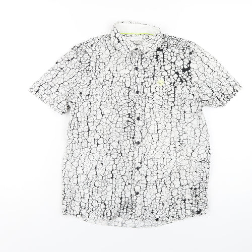 NEXT Boys White Animal Print Cotton Basic Button-Up Size 12 Years Collared Snap - Crocodile Print