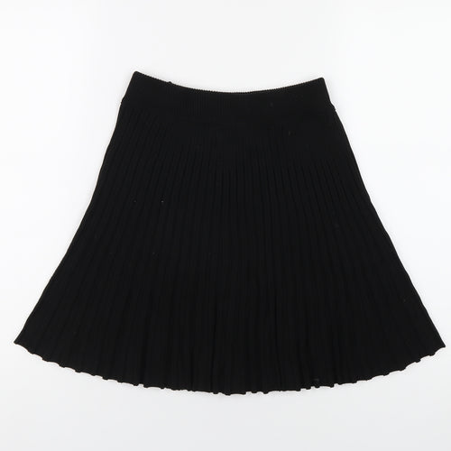 Princess Polly Womens Black Viscose Pleated Skirt Size M