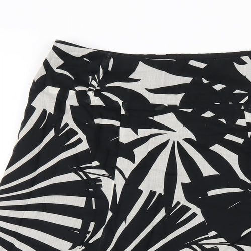 Wallis Womens Black Geometric Cotton A-Line Skirt Size 10 Zip