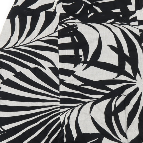 Wallis Womens Black Geometric Cotton A-Line Skirt Size 10 Zip