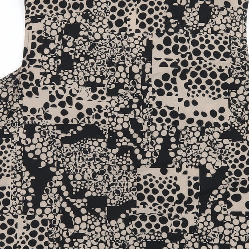 Paul Costelloe Womens Black Geometric Polyester Basic Tank Size 10 V-Neck