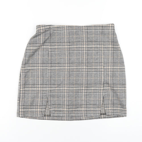 H&M Womens Grey Plaid Polyester Mini Skirt Size S