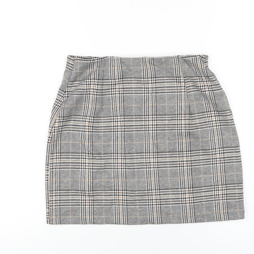 H&M Womens Grey Plaid Polyester Mini Skirt Size S