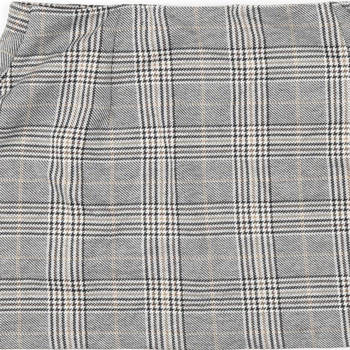 H&M Womens Grey Plaid Polyester Mini Skirt Size S
