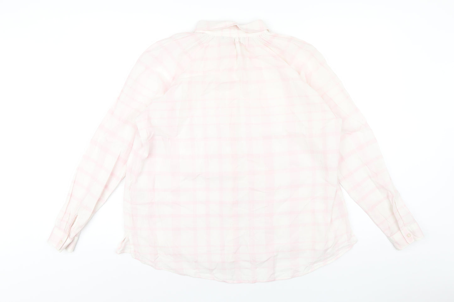 Marks and Spencer Womens Pink Plaid Cotton Basic Button-Up Size 10 Collared