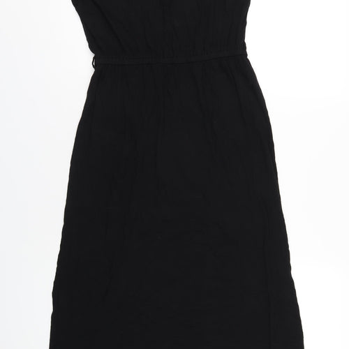 Dorothy Perkins Womens Black Viscose A-Line Size 12 Round Neck Button
