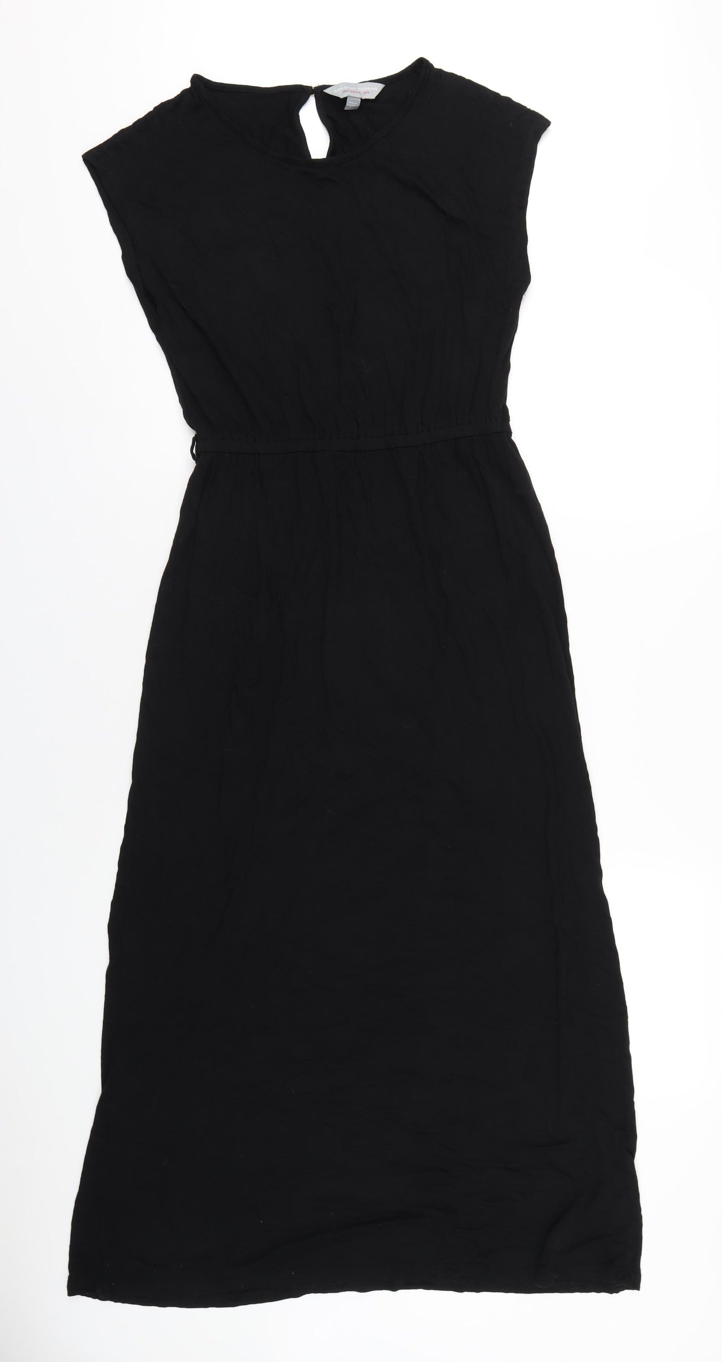 Dorothy Perkins Womens Black Viscose A-Line Size 12 Round Neck Button
