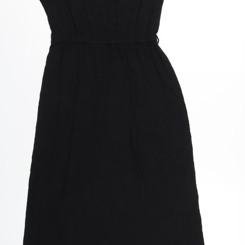 Dorothy Perkins Womens Black Viscose A-Line Size 12 Round Neck Button
