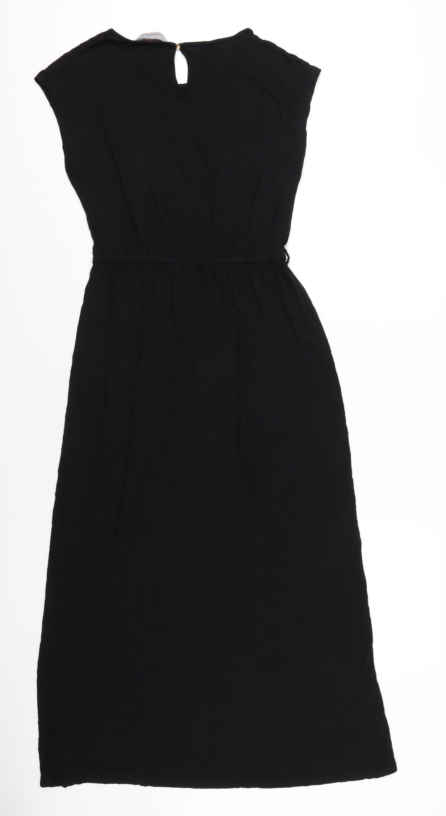 Dorothy Perkins Womens Black Viscose A-Line Size 12 Round Neck Button