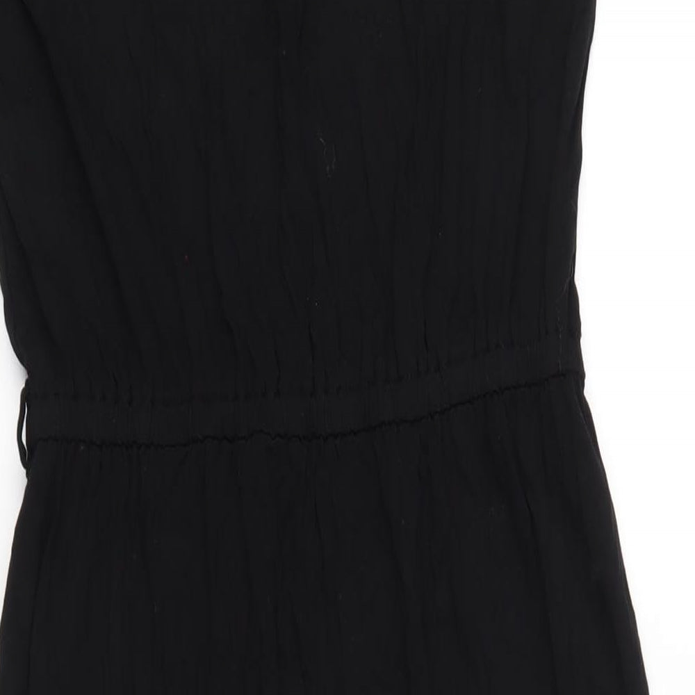 Dorothy Perkins Womens Black Viscose A-Line Size 12 Round Neck Button