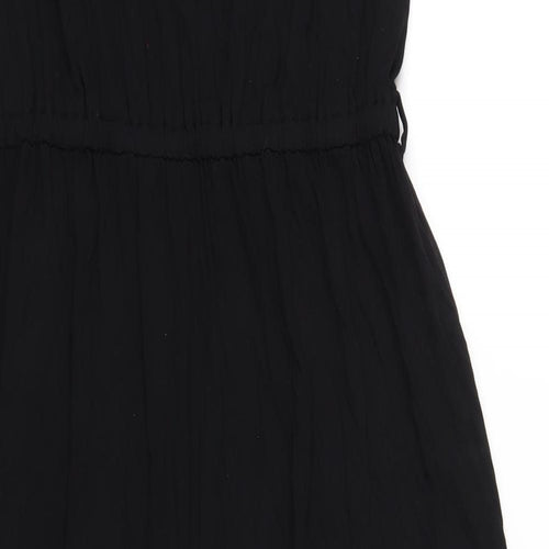 Dorothy Perkins Womens Black Viscose A-Line Size 12 Round Neck Button